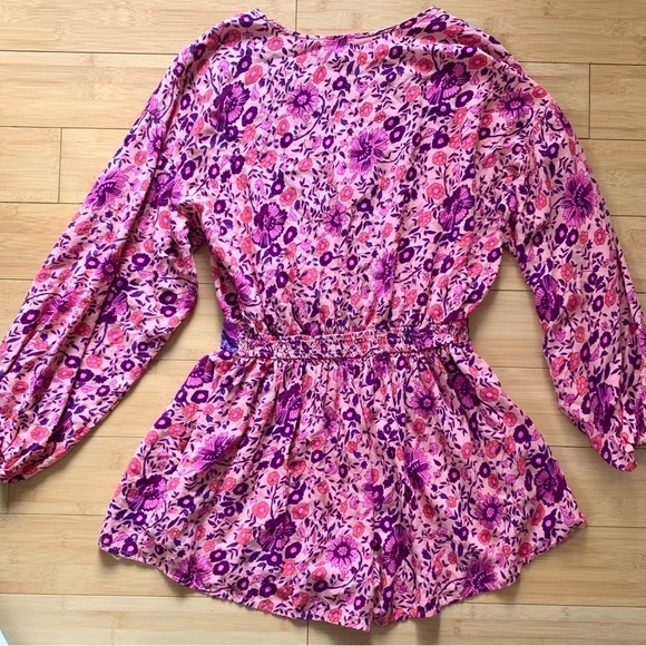 Umgee Floral Romper Pink Purple Summer Flower Boho Festival Beach Sz Small - Picture 8 of 8